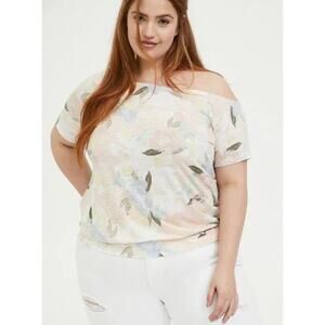 NWT Torrid Light Pink Floral Slub Off Shoulder Tee Shirt Plus Size: 5X (28)